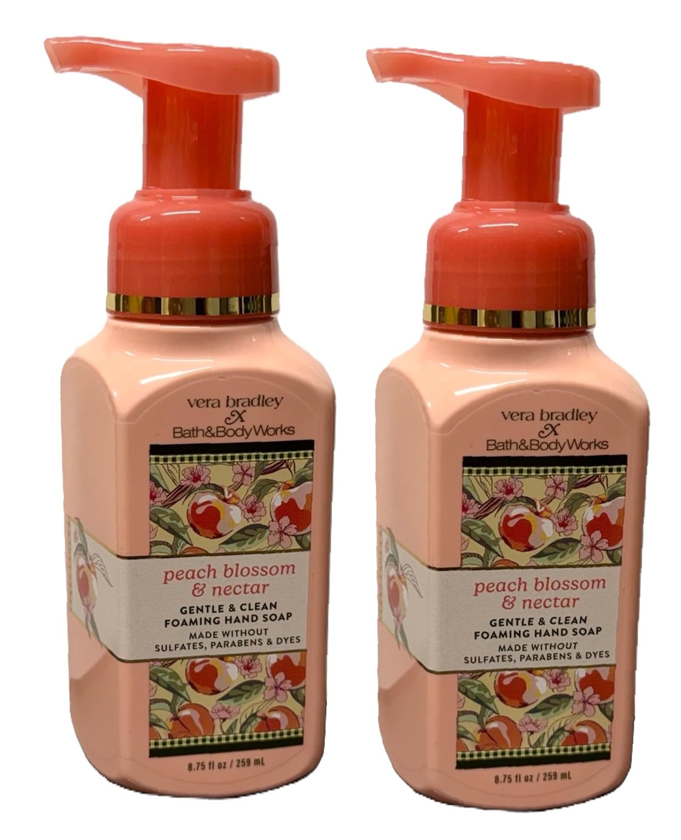 Bath and Body Works Gentle and Clean Foaming Hand Soap 8.75 oz each - Pack of 2 (Peach Blossom and Nectar) Beauty & Personal Care Bath & Body Works
