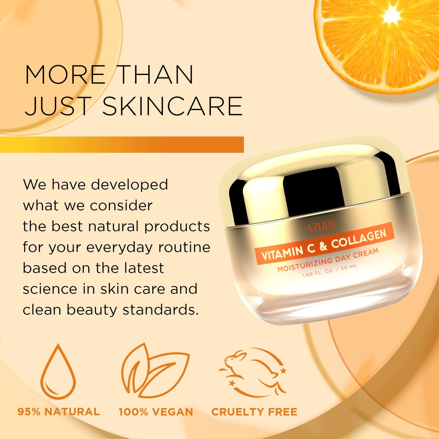 Azure Cosmetics Vitamin C & Collagen Face Moisturizer - Dermatologist Tested, Anti-Aging, Skin Tightening & Brightening, Clean, Cruelty-Free Face Beauty & Personal Care Azure Cosmetics