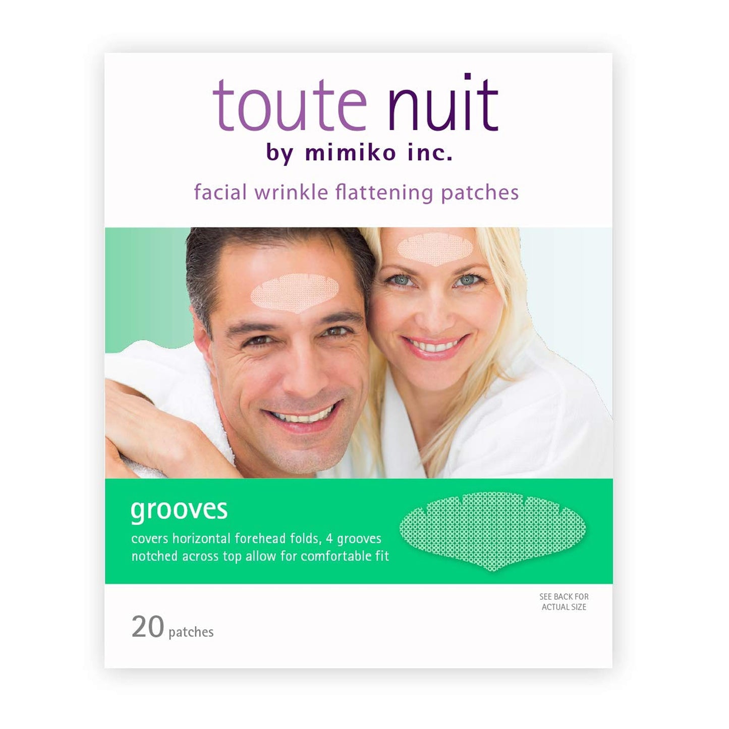 Toute Nuit Wrinkle Patches - Grooves - Face Tape for Maximum Forehead Coverage - Hypoallergenic Anti Wrinkle Patches - 20 Count, Made in USA Beauty & Personal Care Toute Nuit by Mimiko Inc
