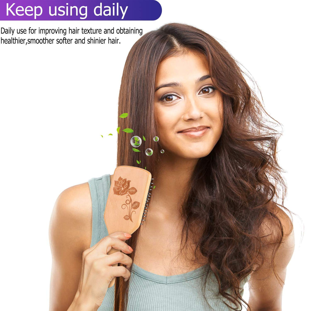Bsisme Hair Brush-Boar Bristle Hairbrush with Detangling Pins Wooden Paddle Detangler Hairbrush for Women Men Reduce Frizz Dry Restore Natural Shine Beauty & Personal Care Bsisme
