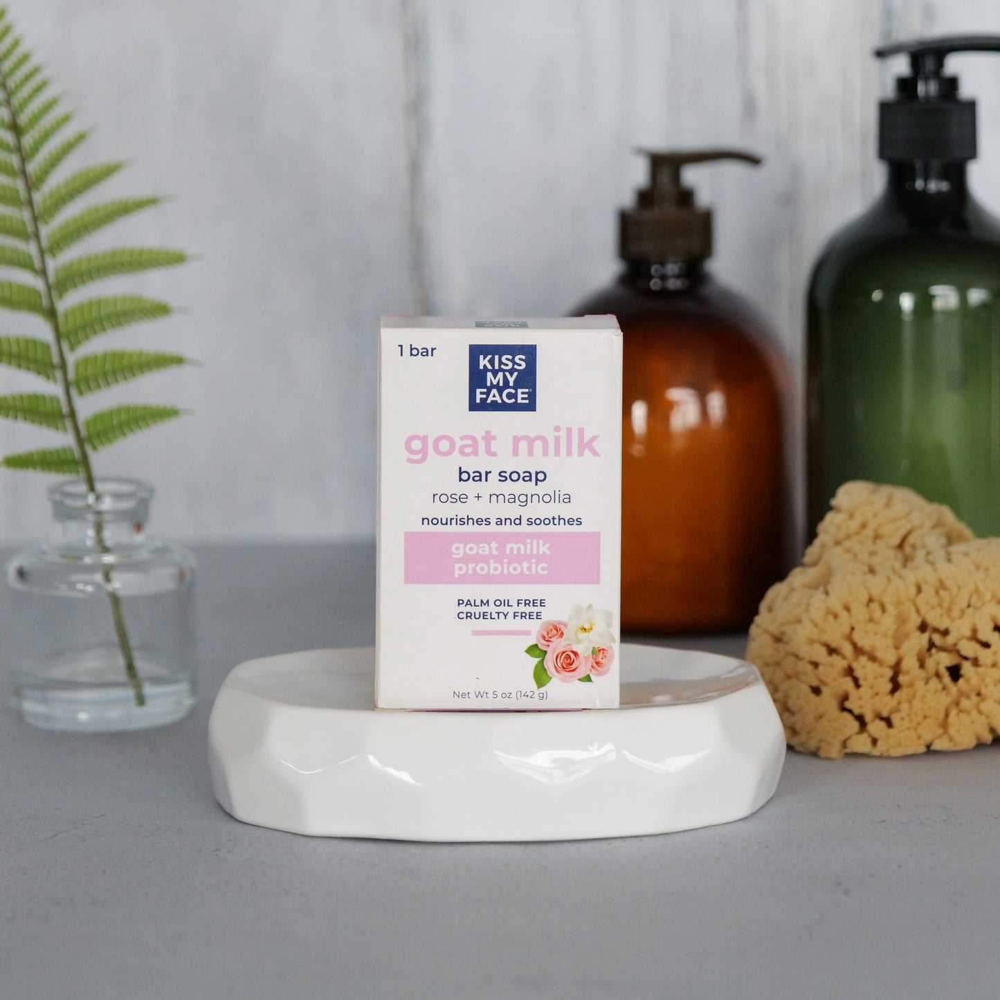 Kiss My Face Goat Milk Bar Soap - Rose + Magnolia - Probiotic Goat Milk Soap Bar - Cruelty Free and Palm Oil Free (Rose + Magnolia, Pack of 1) Beauty & Personal Care Kiss My Face