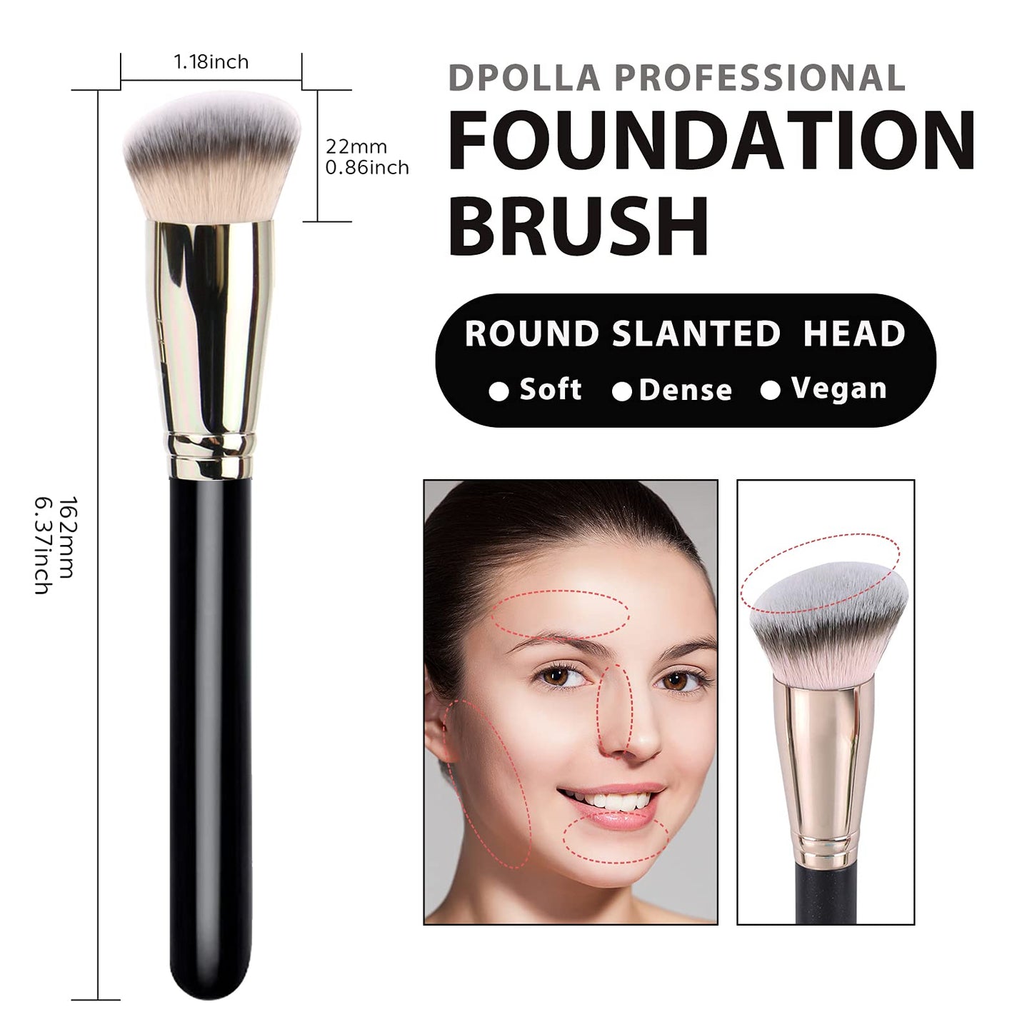 Makeup Brushes DPOLLA Pro Foundation Brush and Flawless Concealer Brush Perfect for Any Look Premium Luxe Hair Contour Brush Perfect for Blending Beauty & Personal Care dpolla