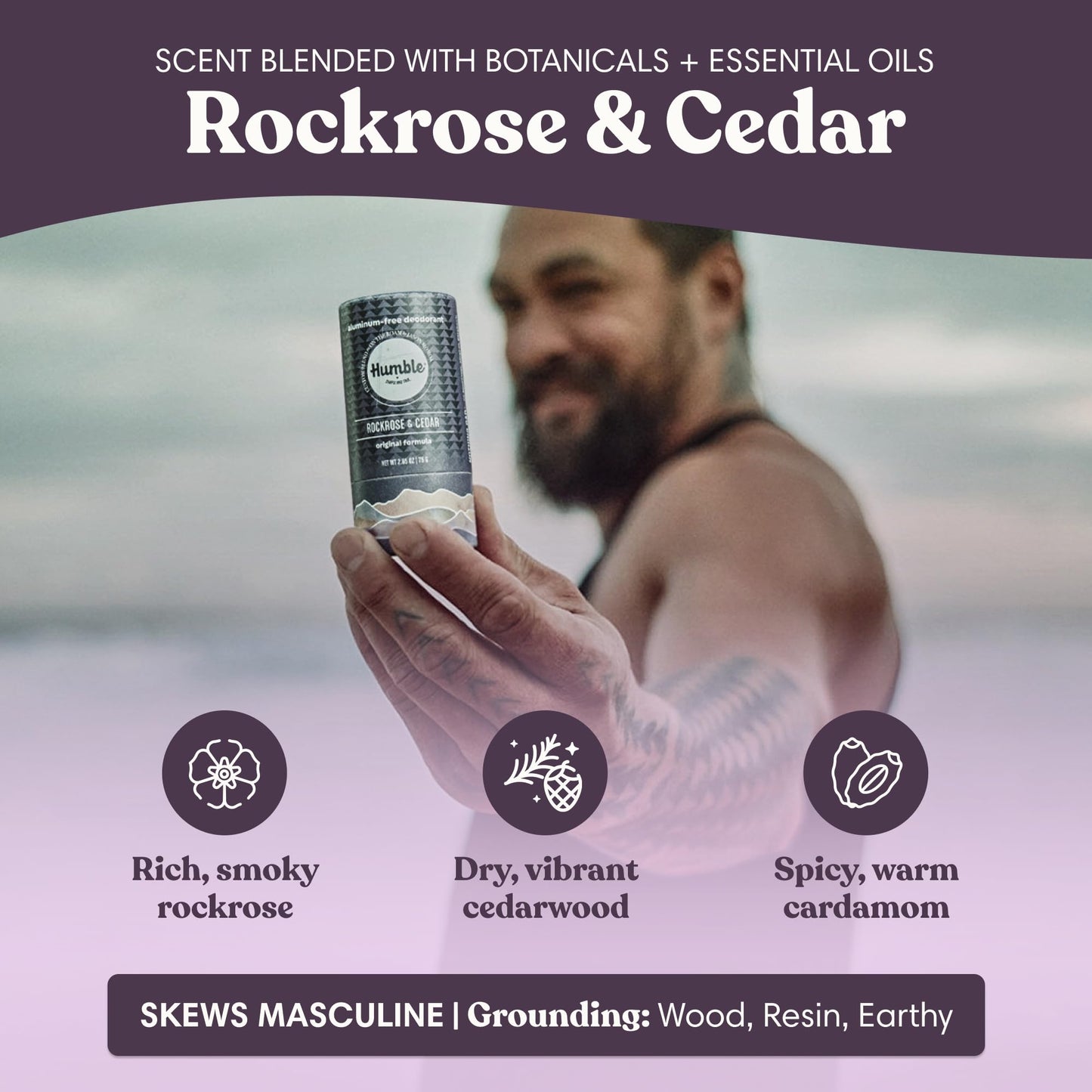 HUMBLE BRANDS Deodorant Stick, Rockrose & Cedar - Aluminum-Free Deodorant for Women & Men with Baking Soda, Essential Oils & Beeswax - Underarm Beauty and Personal Care HUMBLE SIMPLE AND TRUE.