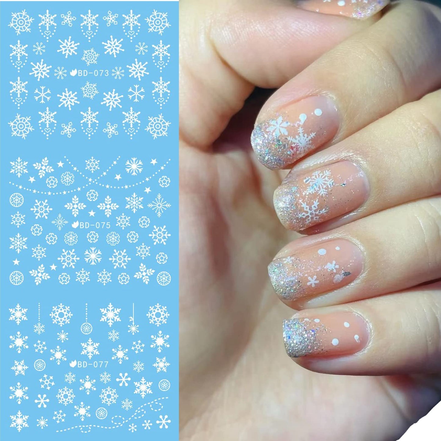 24 Sheets Christmas Nail Stickers Snowflake Nail Art Water Decals Transfer Nail Supplies Snowflake Angel Bell Elk Design Nail Tattoo Stickers Beauty & Personal Care SHANPIN