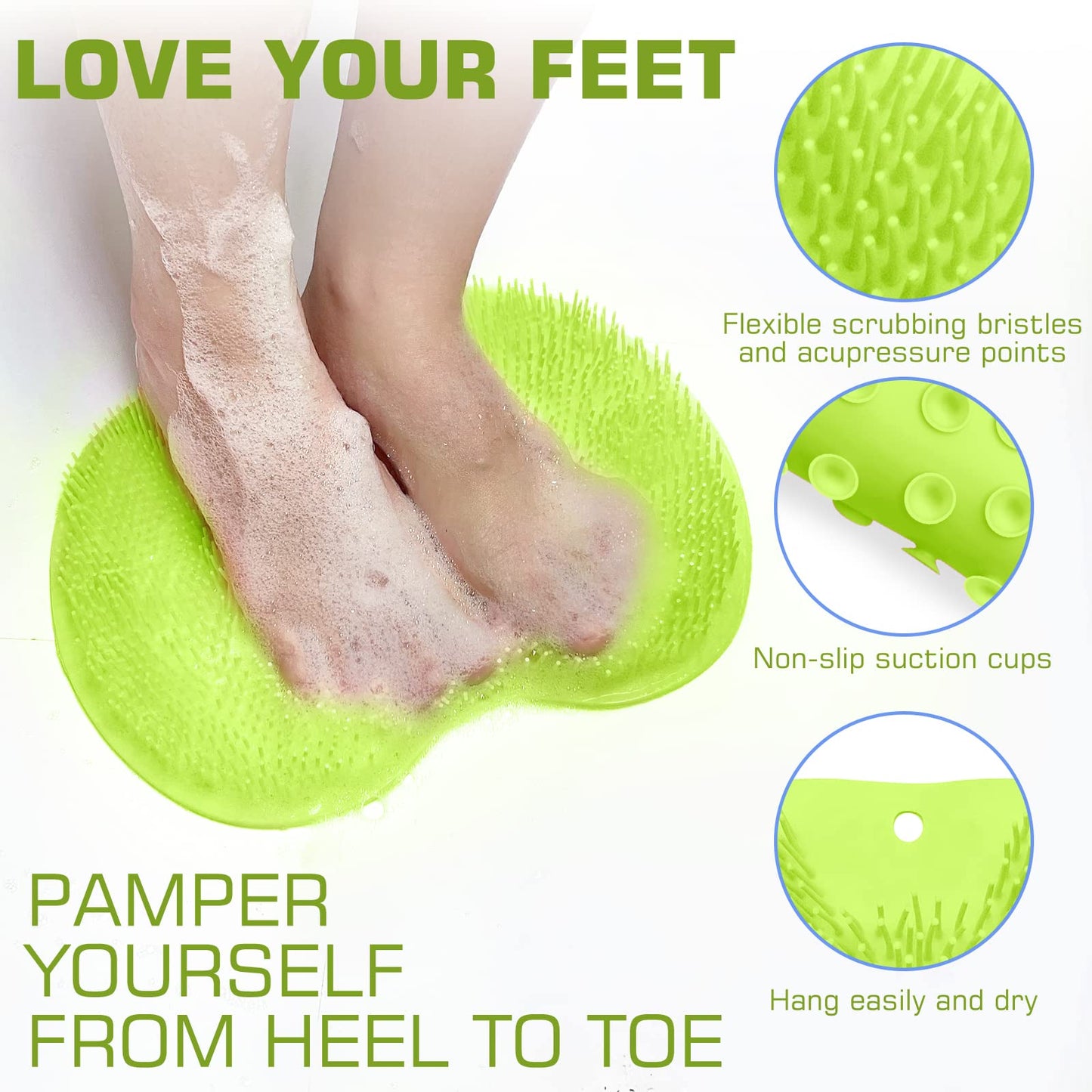 Shower Foot Scrubber Mat Back Washer Back Exfoliating Bath Wash Pad Wall Mounted Slip Suction Cups Foot Scrubber for Use in Shower Cups Foot Cleaner Beauty and Personal Care SZZYXD