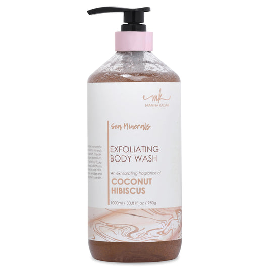 Manna Kadar Beauty Dead Sea Minerals Exfoliating Body Wash, Coconut Hibiscus - Body Wash, Shower Gel, Moisturizing Scrub, Brighten Dull Skin Beauty & Personal Care Manna Kadar