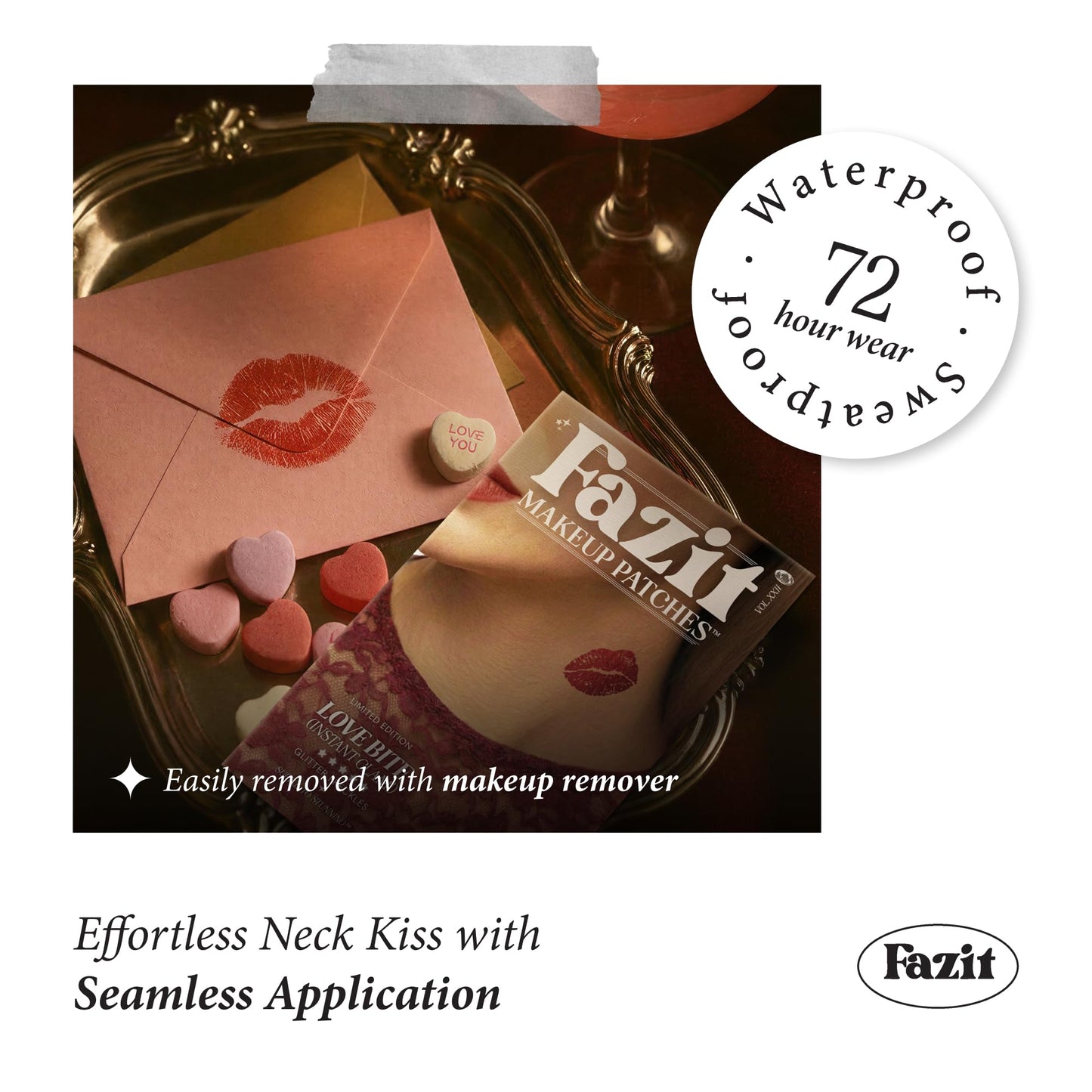 Fazit Makeup Patches - Love Bite - Glow Up Make-Up Patches - Cute Glitter Makeup Accessories For Women - Cosmetic Glitter For Face Beauty & Personal Care Fazit