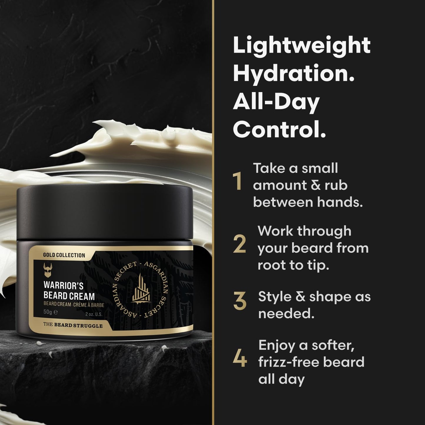 Beard Cream by Beard Struggle-Valhalla's Gates Beard Butter Moisturizer & Softener for Men-Hydrated with Avocado & Jojoba Oils-Beard & Mustache Growth Beauty and Personal Care The Beard Struggle