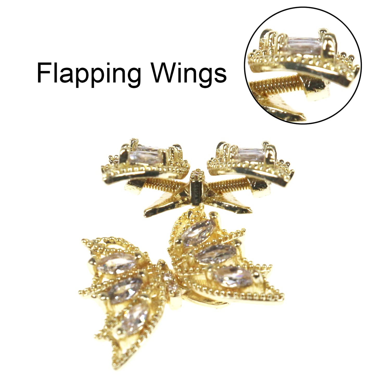 Tinsow 4 Pcs Nail Diamond Metal Nail Art Butterfly Jewelry Crystal Strass Moving Wings Butterfly Nail Diamond Stones Wedding Charms Accessories (Gold) Beauty & Personal Care Tinsow