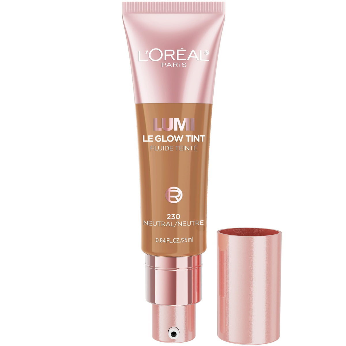 L'Oreal Paris Lumi Le Glow Skin Tint, Lightweight Water-Based Tinted Serum with Foundation-Like Coverage, Glow Illuminator, Neutral 230, 0.85 Fl Oz