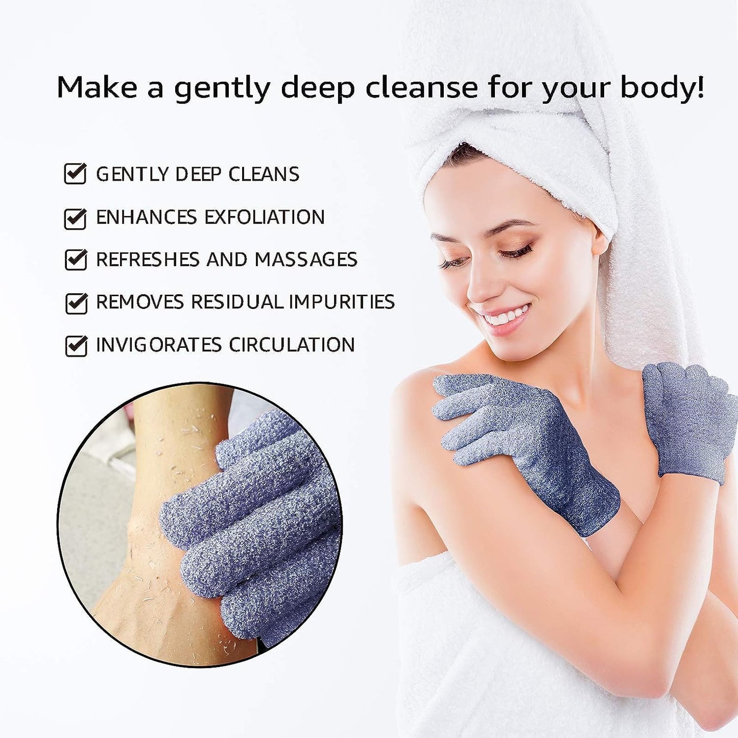 Evridwear Exfoliating Dual Texture Bath Gloves for Shower, Spa, Massage and Body Scrubs, Dead Skin Cell Remover, Gloves with Hanging Loop (1 Pair Beauty and Personal Care Evridwear
