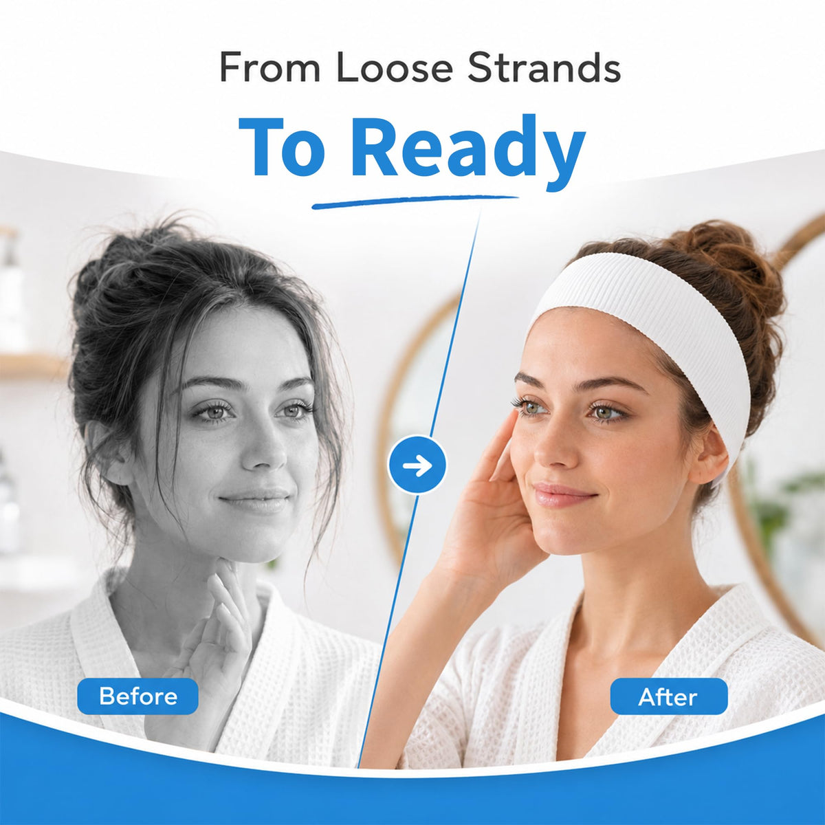 ForPro Disposable Headbands, 100ct, 2.5" Adjustable Hair Band, White