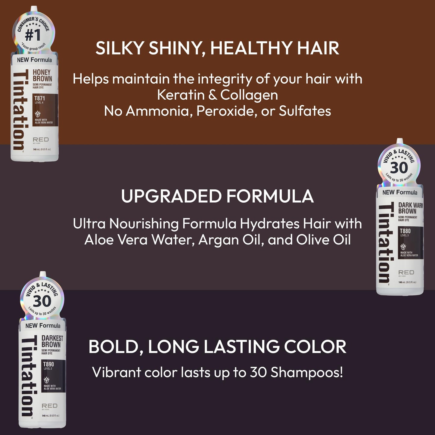 Red by Kiss Tintation Semi-Permanent Hair Color, Aloe Vera Water Based, Argan Oil, Olive Oil, Collagen & Keratin, Long-Lasting Color Dye (Paprika, 5 Beauty & Personal Care KISS