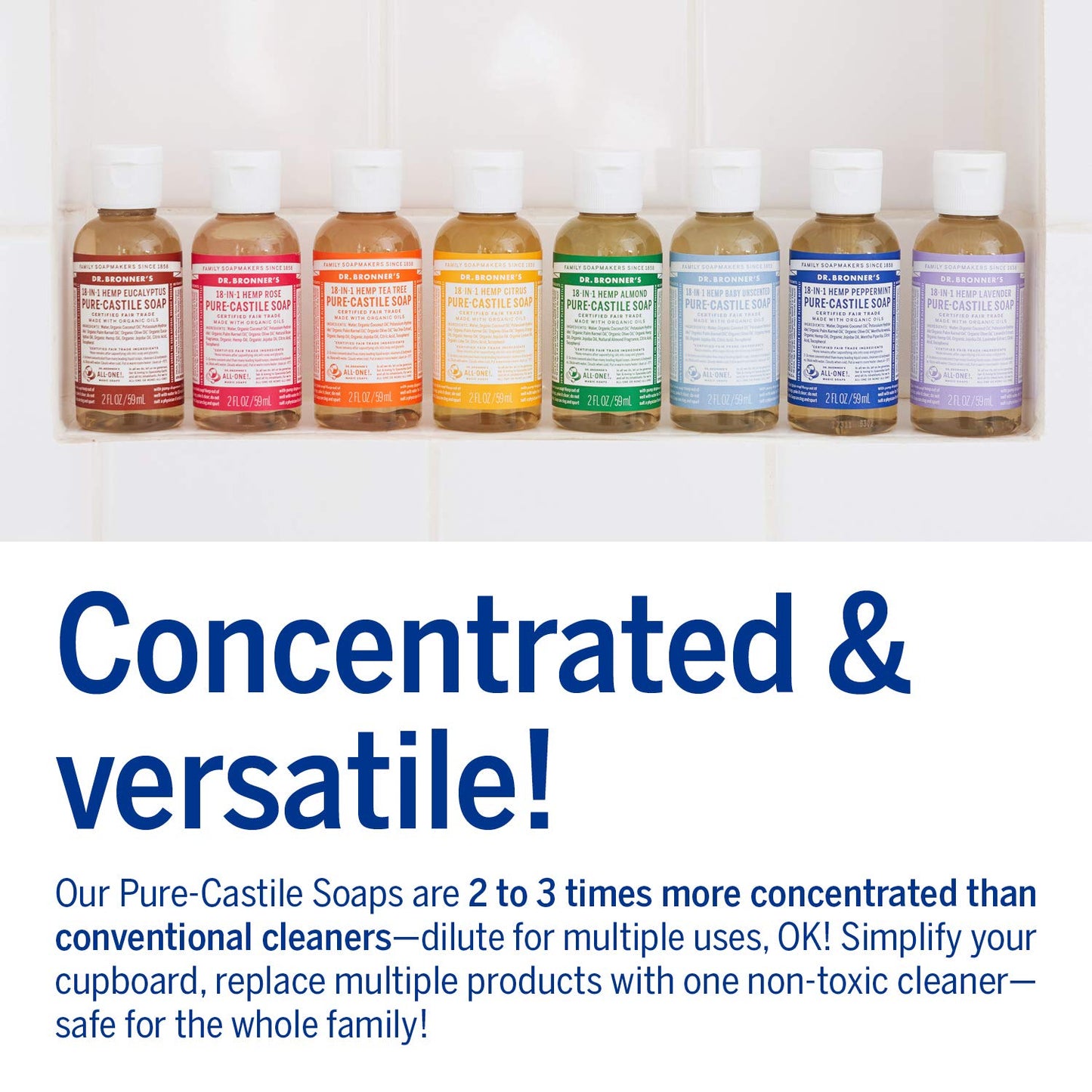 Dr. Bronner's - Pure-Castile Liquid Soap (Rose, 2 ounce) - Made with Organic Oils, 18-in-1 Uses: Face, Body, Hair, Laundry, Pets and Dishes Beauty & Personal Care Dr. Bronner's
