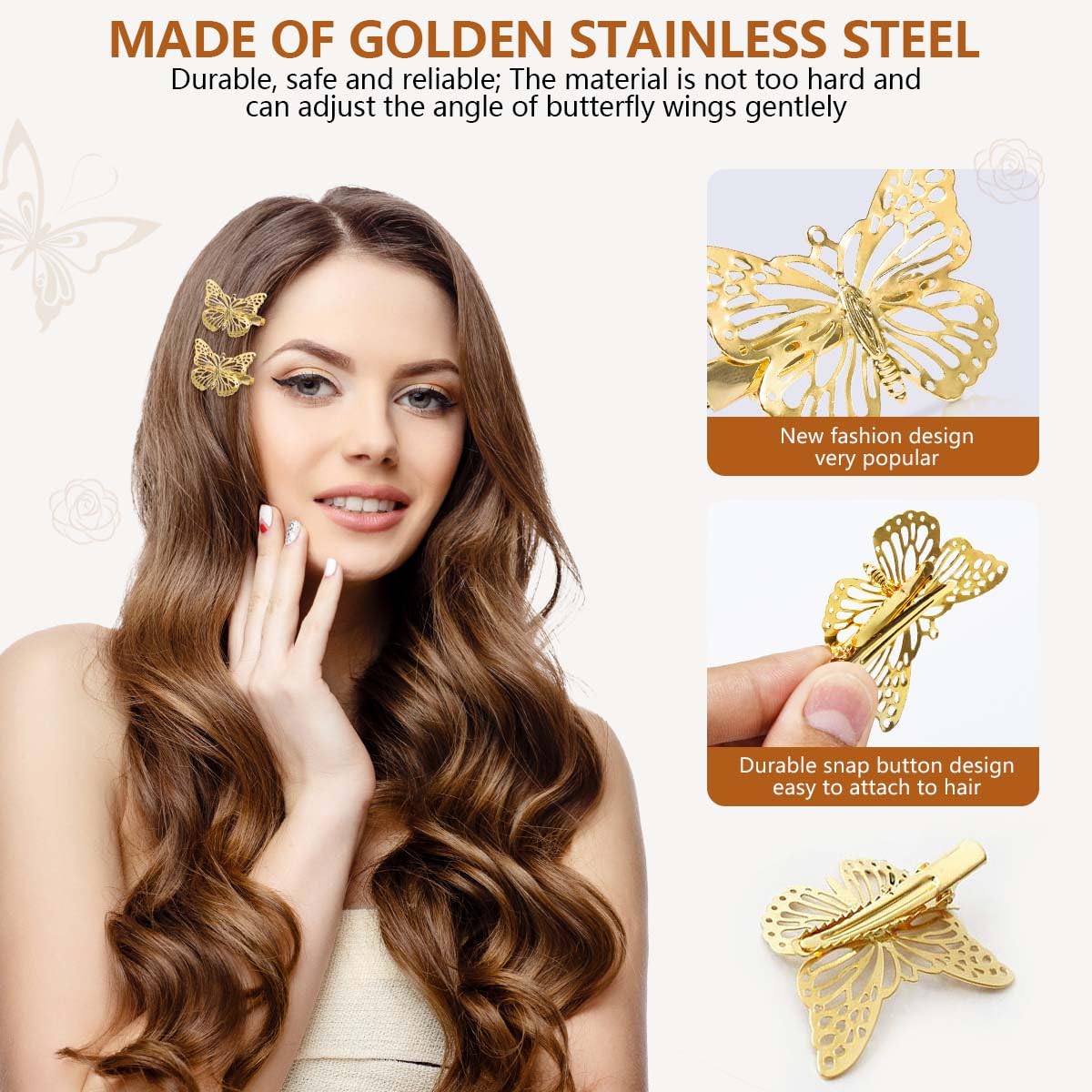 OBTANIM Butterfly Hair Clips, 12 Pcs Cute Metal Butterfly Hair Claw Pins Barrettes Accessories for Girls and Women (Gold) Beauty & Personal Care OBTANIM