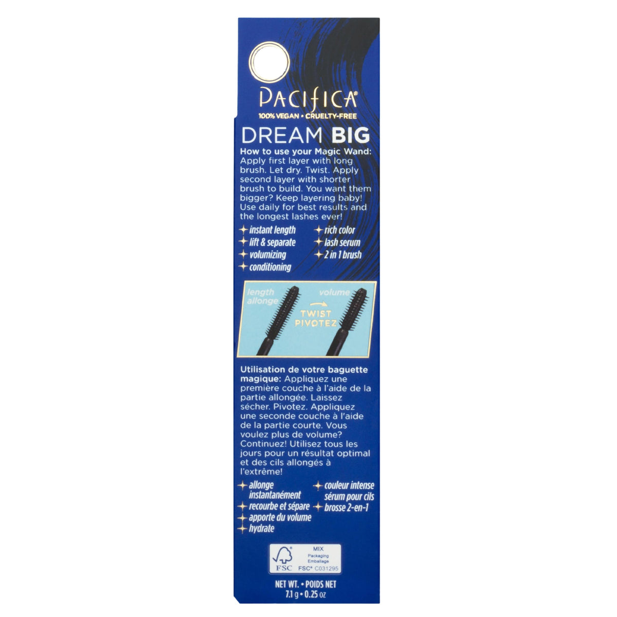 Pacifica Dream Big Mascara - Black Magic 7-in-1 Lash Extending Mascara, Twist-Adjust Brush for Length & Volume, Lash Serum Infused, Vegan Beauty & Personal Care Pacifica