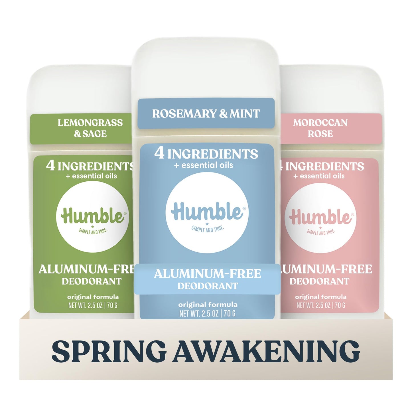 Humble Aluminum-Free Deodorant for Women & Men, Spring Awakening - Clean & Fresh Natural Deodorant Stick with Essential Oils for Long-Lasting Odor Beauty and Personal Care HUMBLE SIMPLE AND TRUE.
