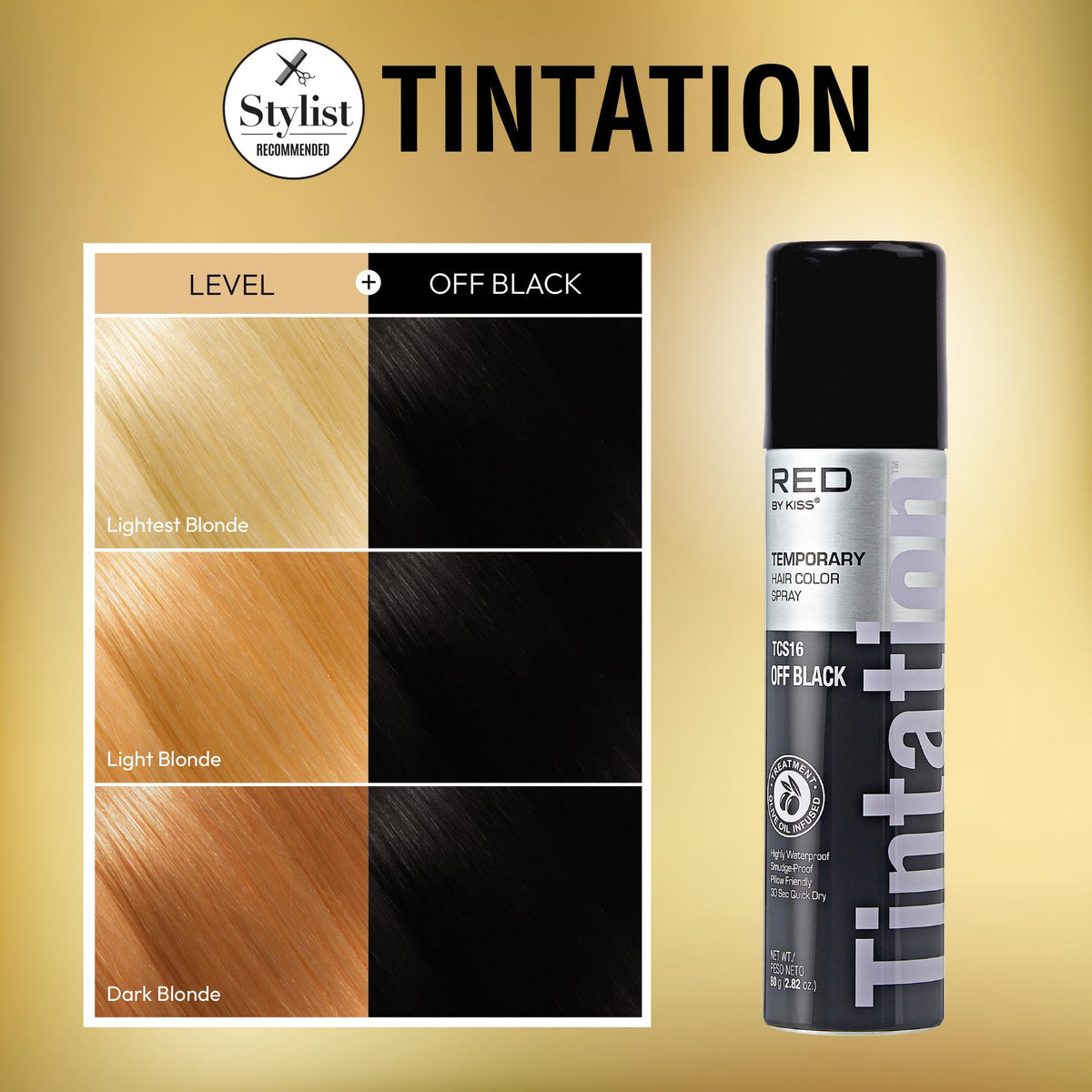 Red by Kiss Tintation Temporary Hair Color Spray, Instant Gray Root Touch Up Coverage, Water-Resistant & Smudge-Proof, Easy Wash Out, Barber Beauty & Personal Care Red by Kiss