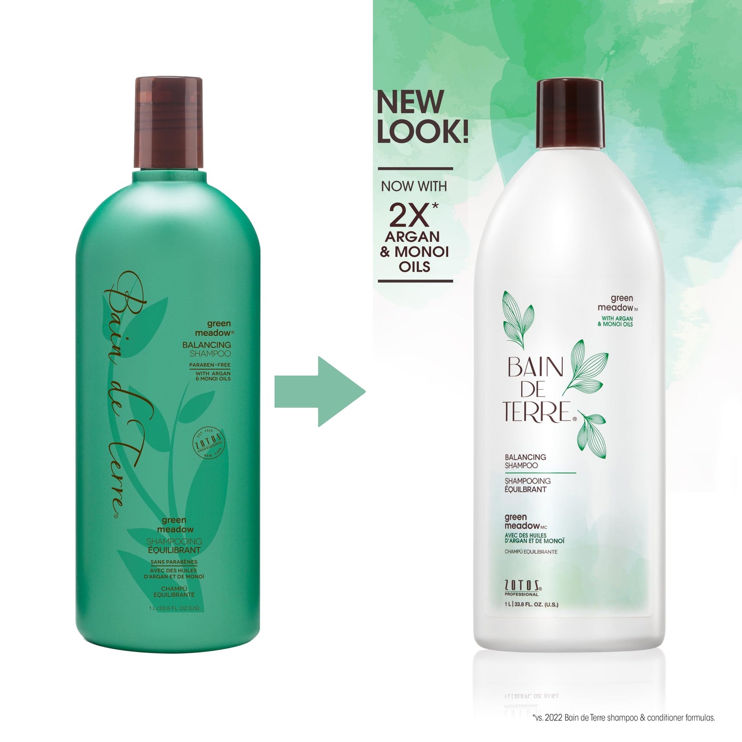 Bain de Terre Green Meadow Balancing Shampoo, Gentle Cleansing for Soft, Silky Hair with Argan & Monoi Oils, Paraben-free, Color-Safe, 33.8 Fl Oz Beauty & Personal Care Bain de Terre