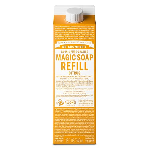 Dr. Bronner's Magic Soap-Pure-Castile Liquid Refill (Citrus, 32 ounce, 1-Pack) - Made with Regenerative Organic Certified Oils, For Body, Hair Beauty & Personal Care Dr. Bronner's
