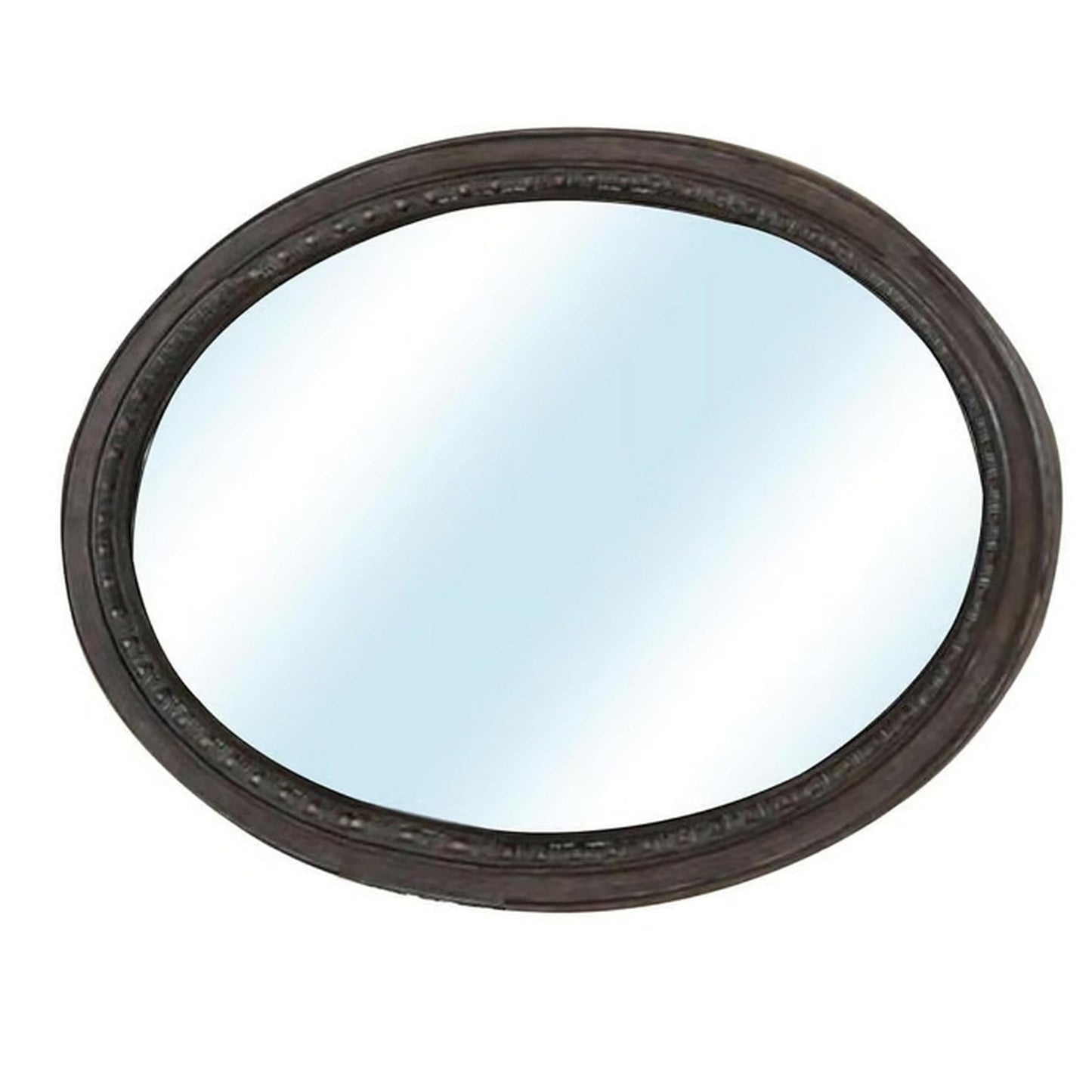 Benjara Benzara Oval Wall Mountable Beveled Mirror, Brown, Beauty and Personal Care Benzara
