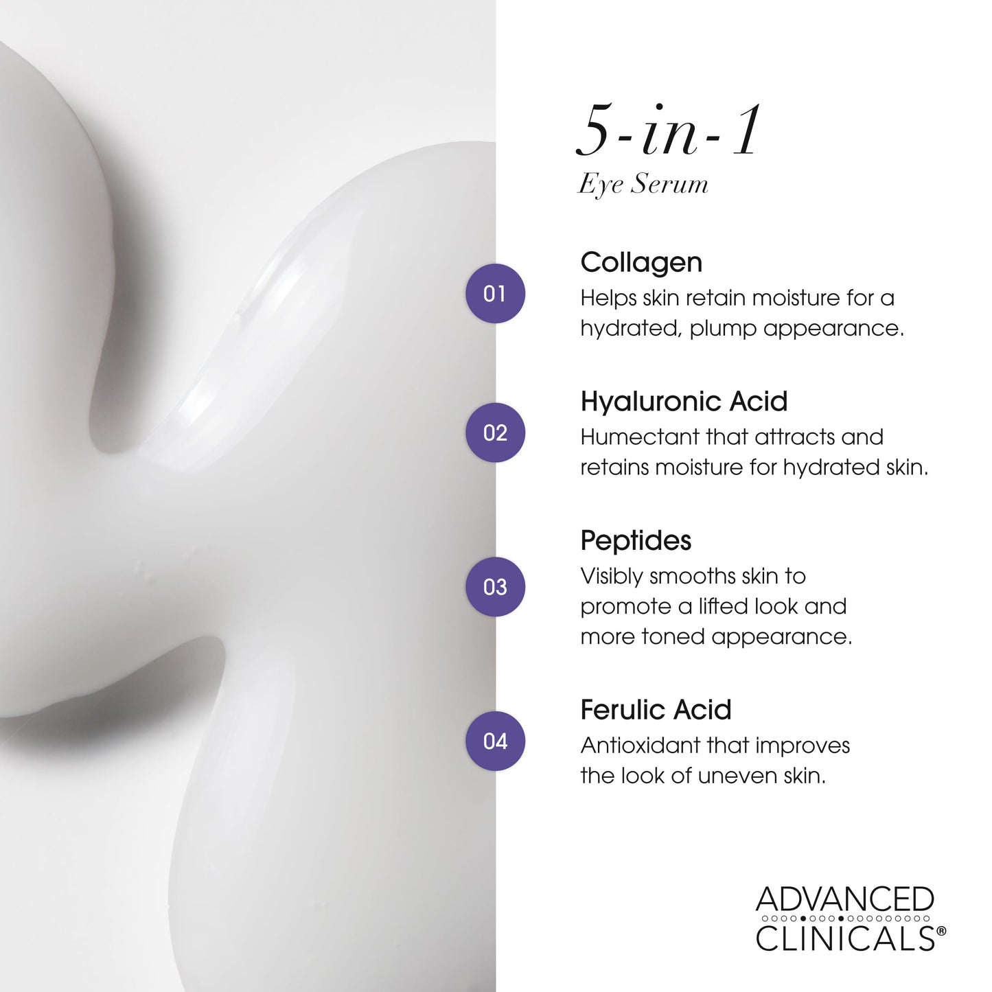 Advanced Clinicals 5-in-1 Eye Serum | Multi-Benefit Visible Anti Aging Under Eye Serum Face Moisturizer Reduces Appearance Of Dark Circles, Puffy Beauty & Personal Care Advanced Clinicals