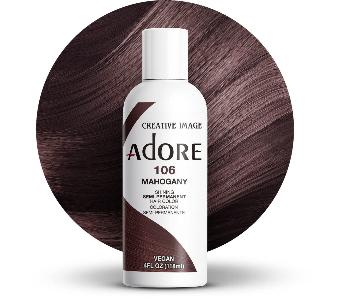 Adore Semi Permanent Hair Color (106 Mahogany) | Vegan & Cruelty-Free Brown Hair Dye | No Ammonia, No Peroxide, No Alcohol | 4 Fl Oz Beauty & Personal Care Adore