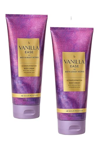 Bath & Body Works Vanilla Ease Ultimate Hydration Body Cream, 8 oz / 226 g - Aloe, Shea Butter, Cocoa Butter, 24-Hour Moisture (2) Beauty & Personal Care Bath & Body Works