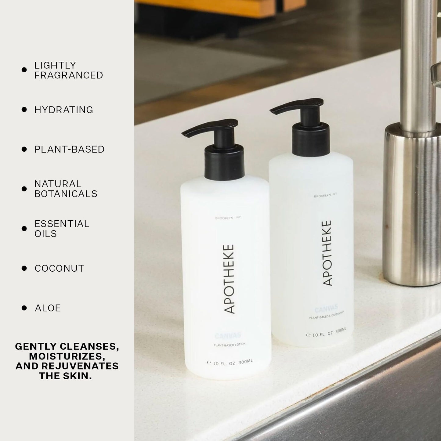 APOTHEKE Liquid Hand Soap, Canvas - 10 Fl Oz Hydrating Handsoap with Premium Fragrance Oils Gently Cleanses, Moisturizes & Rejuvenates Skin - Scented Beauty & Personal Care APOTHEKE