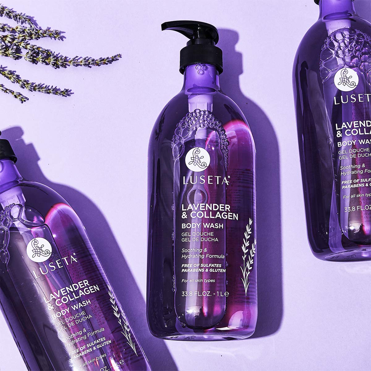 Luseta Lavender and Collagen Body Wash 33.8oz, Lightly Scented Daily Moisturizing Body Cleanser to Soothe & Relax Beauty & Personal Care L LUSETA
