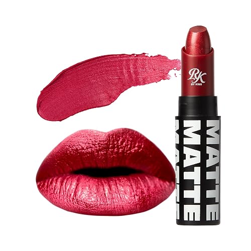 Ruby Kisses Lipstick, Matte Finish, Long-Lasting, Highly Pigmented, Smooth Apply, Full Coverage Lip Color Makeup (Metallic Red) Beauty & Personal Care Ruby Kisses
