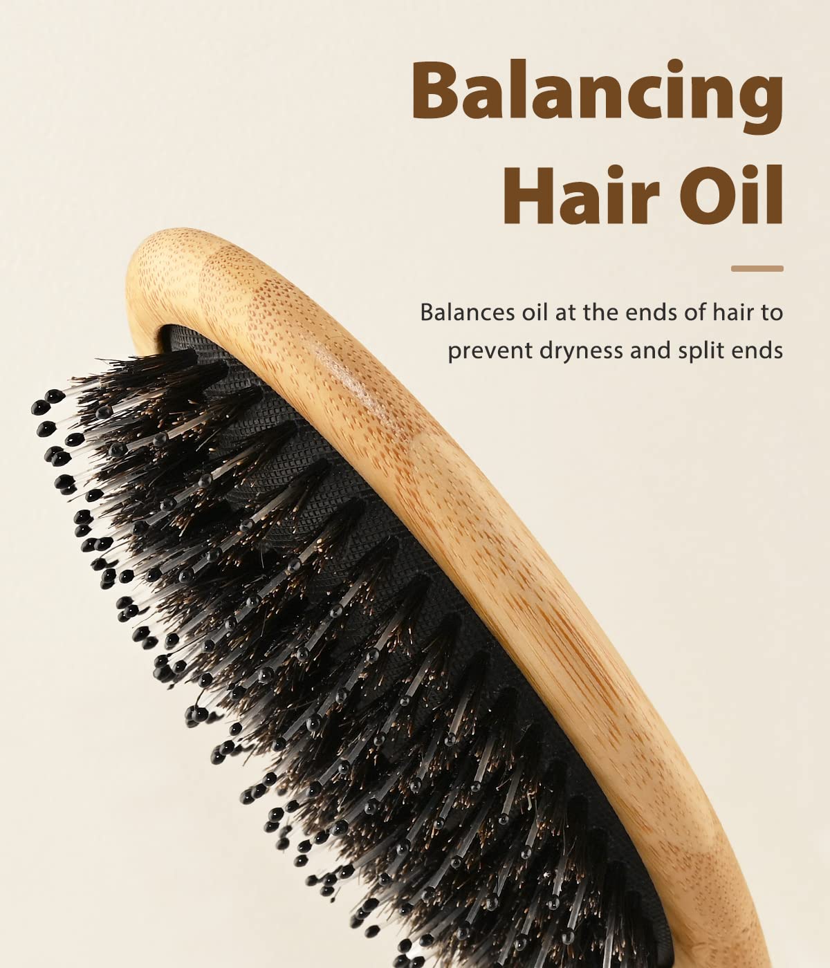 BLACK EGG Boar Bristle Brush for Wet/Dry Hair - Smoothing, Massaging, Detangling, Reduce Frizz, Restore Shine - Bamboo Brush for Women, Men, Kids Beauty & Personal Care BLACK EGG