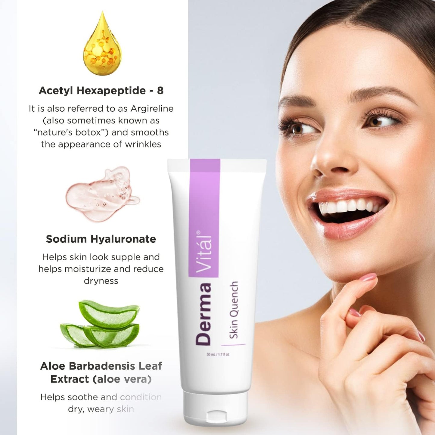 DermaVitál Skin Quench Facial Moisturizer for DermaWand - Face Moisturizer, Cream Combines Argireline, Sodium Hyaluronate and Aloe Vera - Reduce the Beauty & Personal Care Dermawand