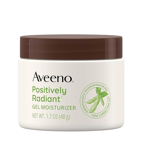 Aveeno Positively Radiant Daily Gel Facial Moisturizer with Hyaluronic Acid & Tone-Correcting Soy, Hydrating & Brightening Gel Face Cream Evens Skin Beauty & Personal Care Aveeno