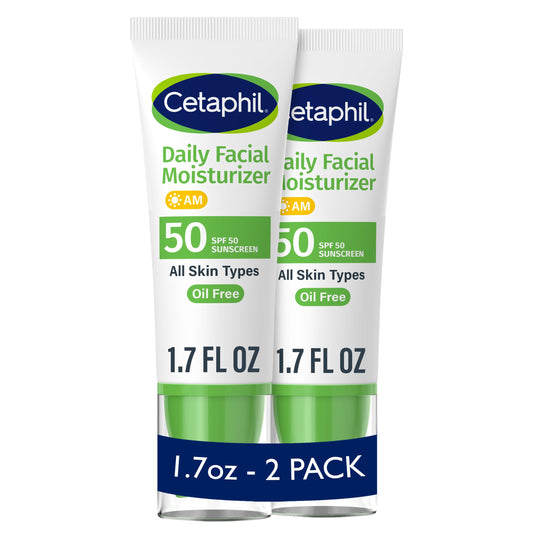 Cetaphil Daily Facial Moisturizer SPF 50, 1.7 Fl Oz (Pack of 2), Gentle Facial Moisturizer For Dry to Normal Skin Types, No Added Fragrance Beauty & Personal Care Cetaphil