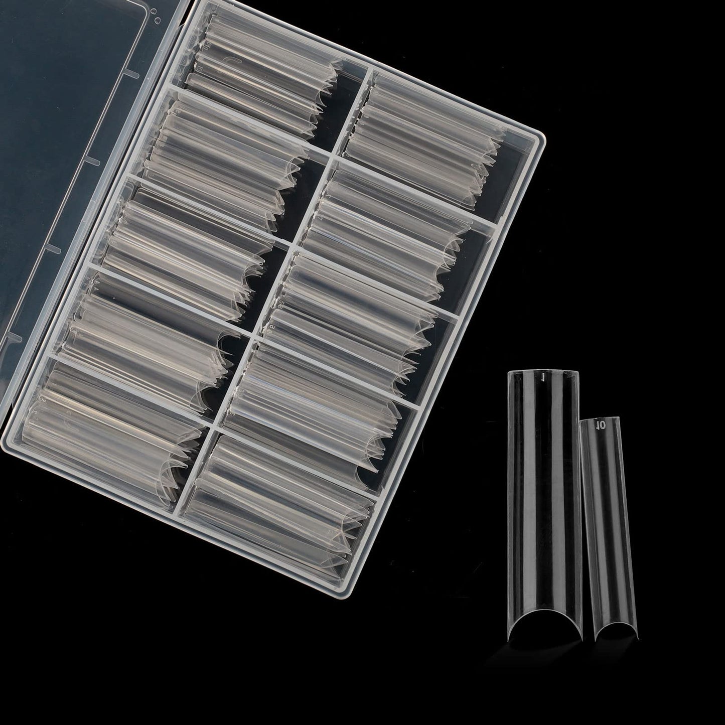 Square C Curve Extra Long Nail Tips, Half Cover Clear Acrylic Fake Nail Tips, Press On Nail False Nails with Case for Nail Salons and DIY Nail Art Beauty & Personal Care Defuber