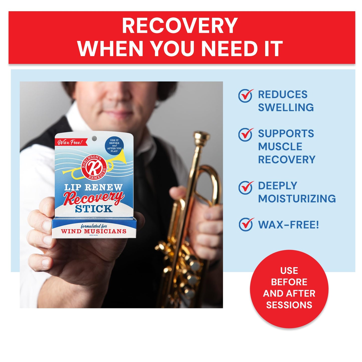 Robinson's Remedies tm Lip Renew Recovery Stick for Wind Musicians (4) Beauty and Personal Care Robinson's Remedies