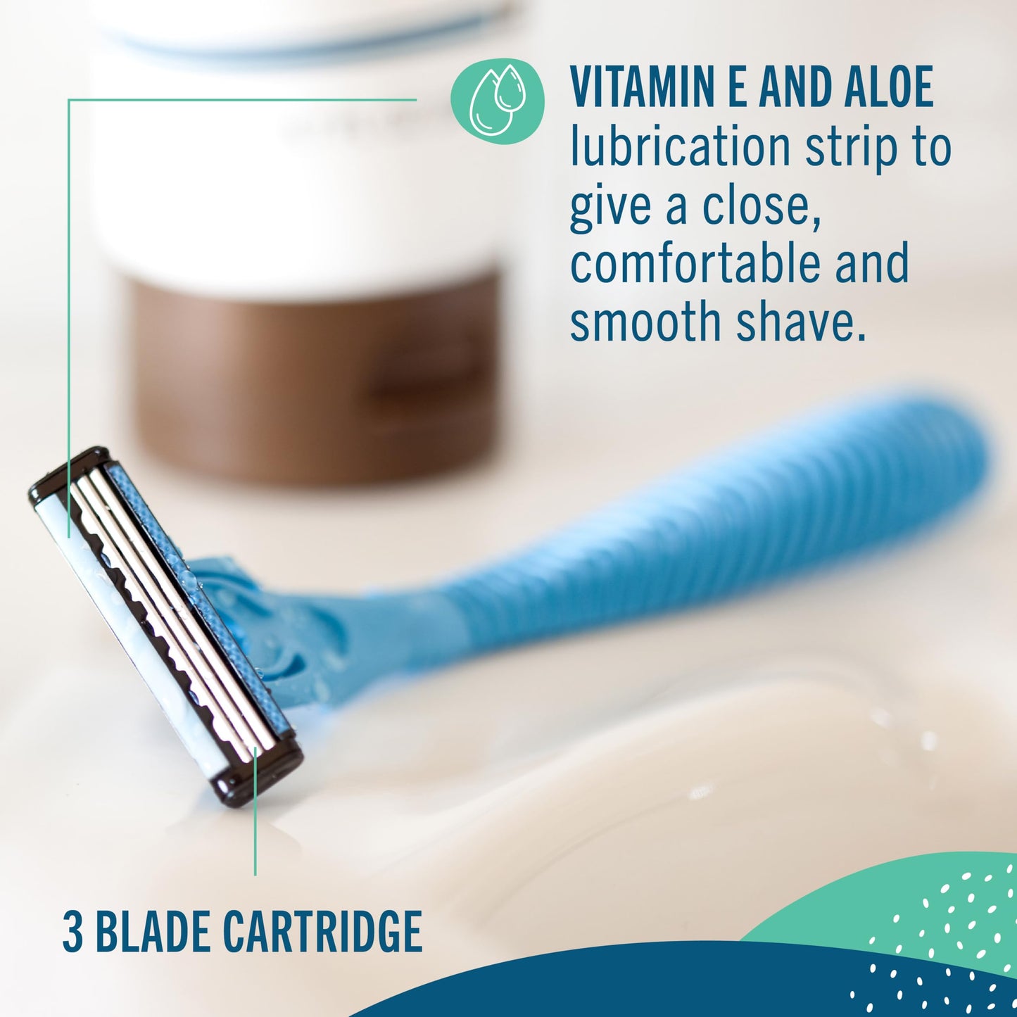 Preserve Shave 3 Razor Blade Refills, Titanium-Coated 3 Blade Cartridges with Vitamin E & Aloe - Eco Friendly, Cruelty Free, Unisex Shaving for Face Beauty and Personal Care Preserve
