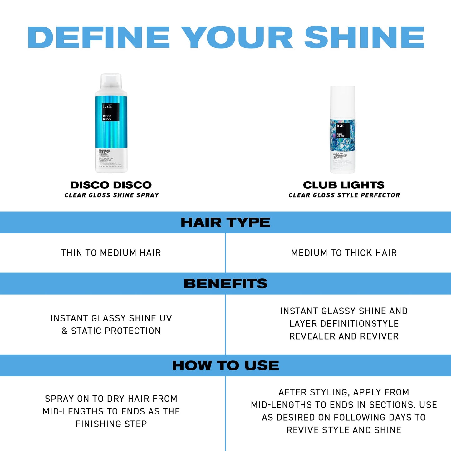 IGK Club Lights Clear Gloss Instant Shine Style Perfector, Instant Shine Finisher & Style Reviver, 2.5 Fl oz Beauty & Personal Care IGK