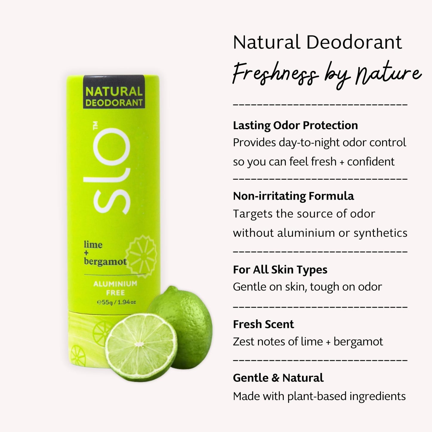 Slo Natural Deodorant - All Natural Ingredients - Aluminum Free Deodorant for Women - Vegan, Paraben and Cruelty Free - Paper Packaging - Lime + Beauty and Personal Care Slo