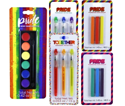 Pride Assortment Body Paint Palette, Hair Chalk, and Tattoo Pens Beauty & Personal Care Pride