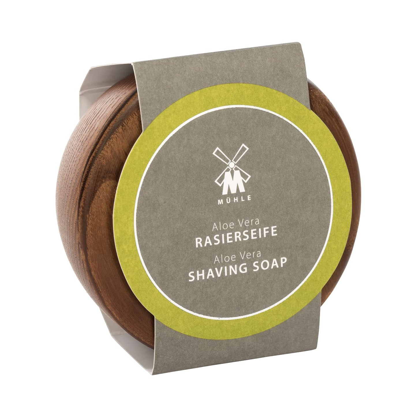 MÜHLE Wooden Bowl with Shaving Soap - Aloe Vera - 65 Grams - Shave Soap for Men - Steamed Ash Shaving Bowl - Rich & Light Soap Formula - Nurturing Beauty and Personal Care MÜHLE
