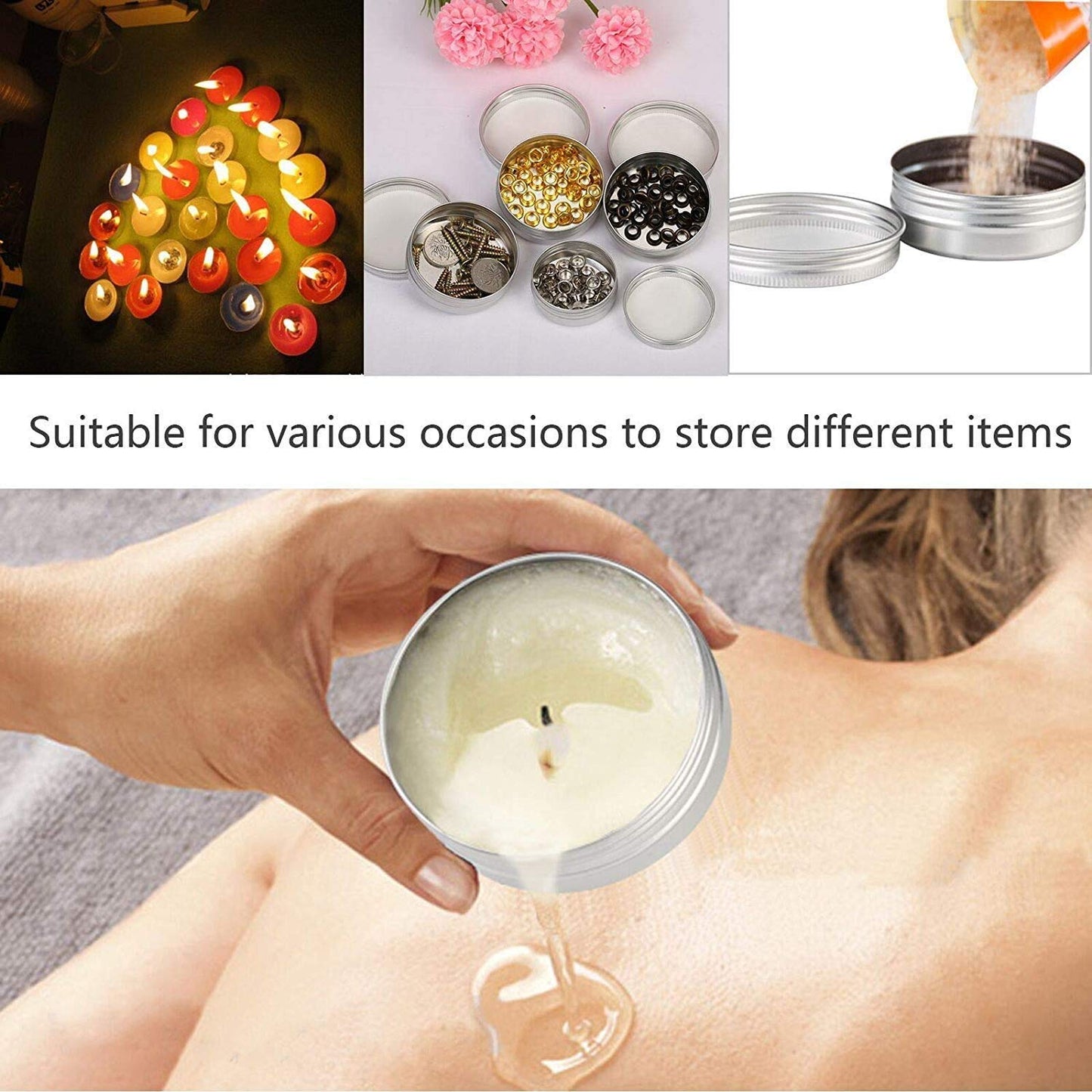 Healthcom 6-Ounce 12 Pack 180ml Empty Silver Round Aluminum Tin Cans Screw Top Metal Tins Aroma Hair Wax Tins Cosmetic Container Organization Beauty & Personal Care Healthcom