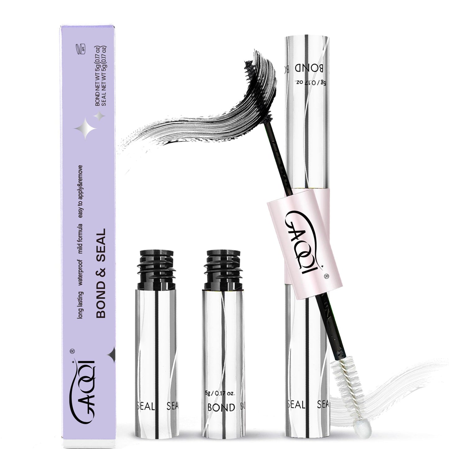 GAQQI Lash Cluster Glue, Lash Bond and Seal Waterproof, Bond & Seal Eyelash Glue for Clusters, Eyelash Adhesive Black Long-Lasting 72H Beauty and Personal Care GAQQI Default Title