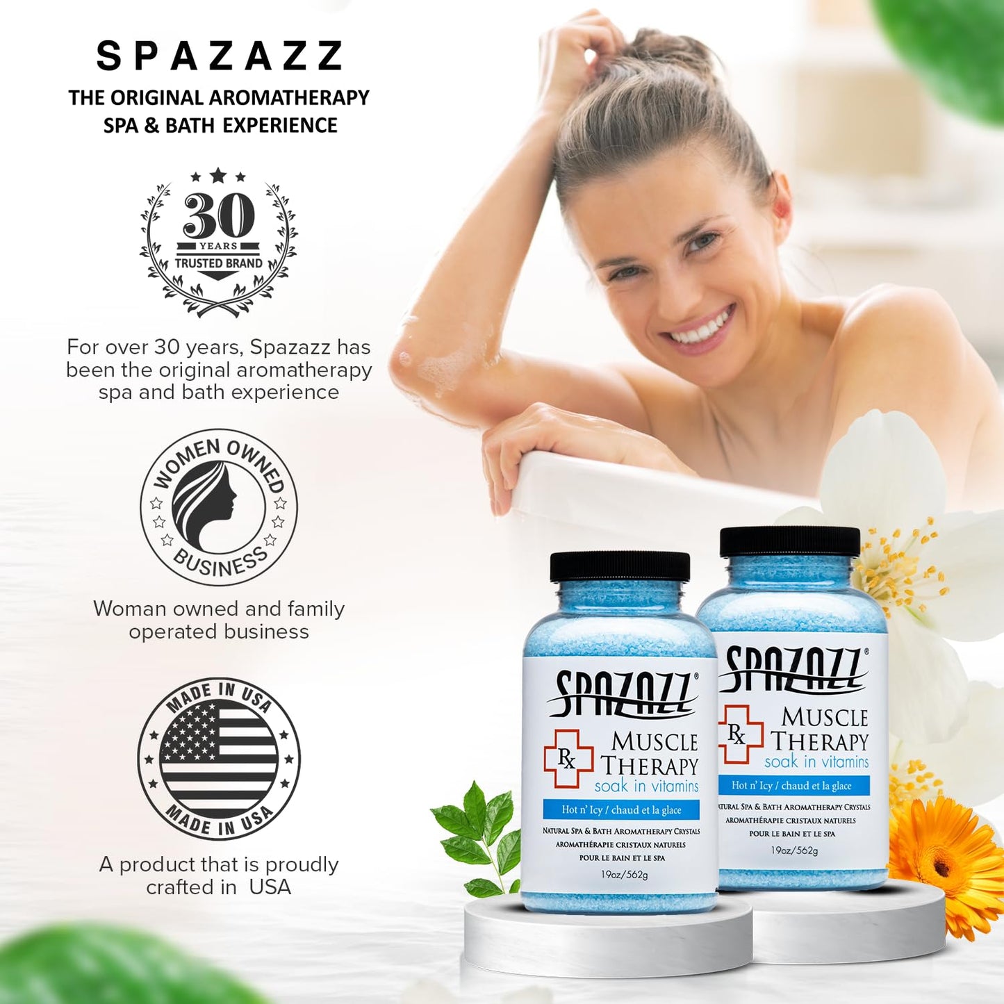 Spazazz SPZ-601 RX Therapy Crystals Container Bath Minerals, 19-Ounce, Muscular Therapy Hot N' Icy Beauty and Personal Care Spazazz