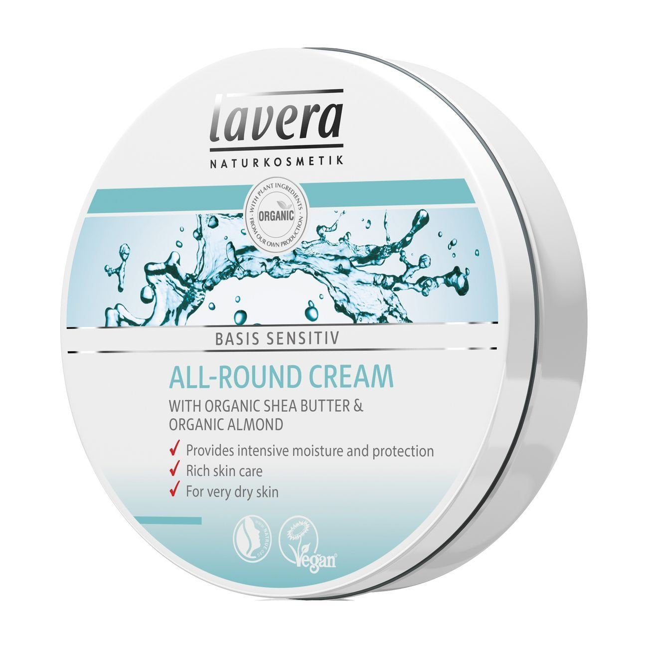 lavera Basis Sensitive All Purpose Cream - Body Cream with Aloe Vera & Almond Oil - Intensive Care for Dry Skin - Moisturizing Face Cream - PETA Beauty & Personal Care lavera