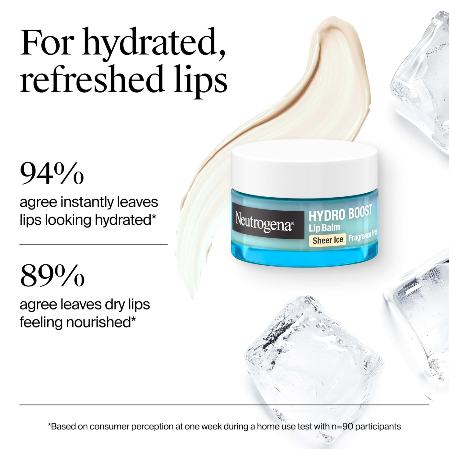 Neutrogena Hydro Boost Hyaluronic Acid, Unscented Lip Balm Leaves Lips Feeling Hydrated, Sheer Ice Nude Lip Balm with a Sweet Sugar Flavor, Fragrance Beauty & Personal Care Neutrogena