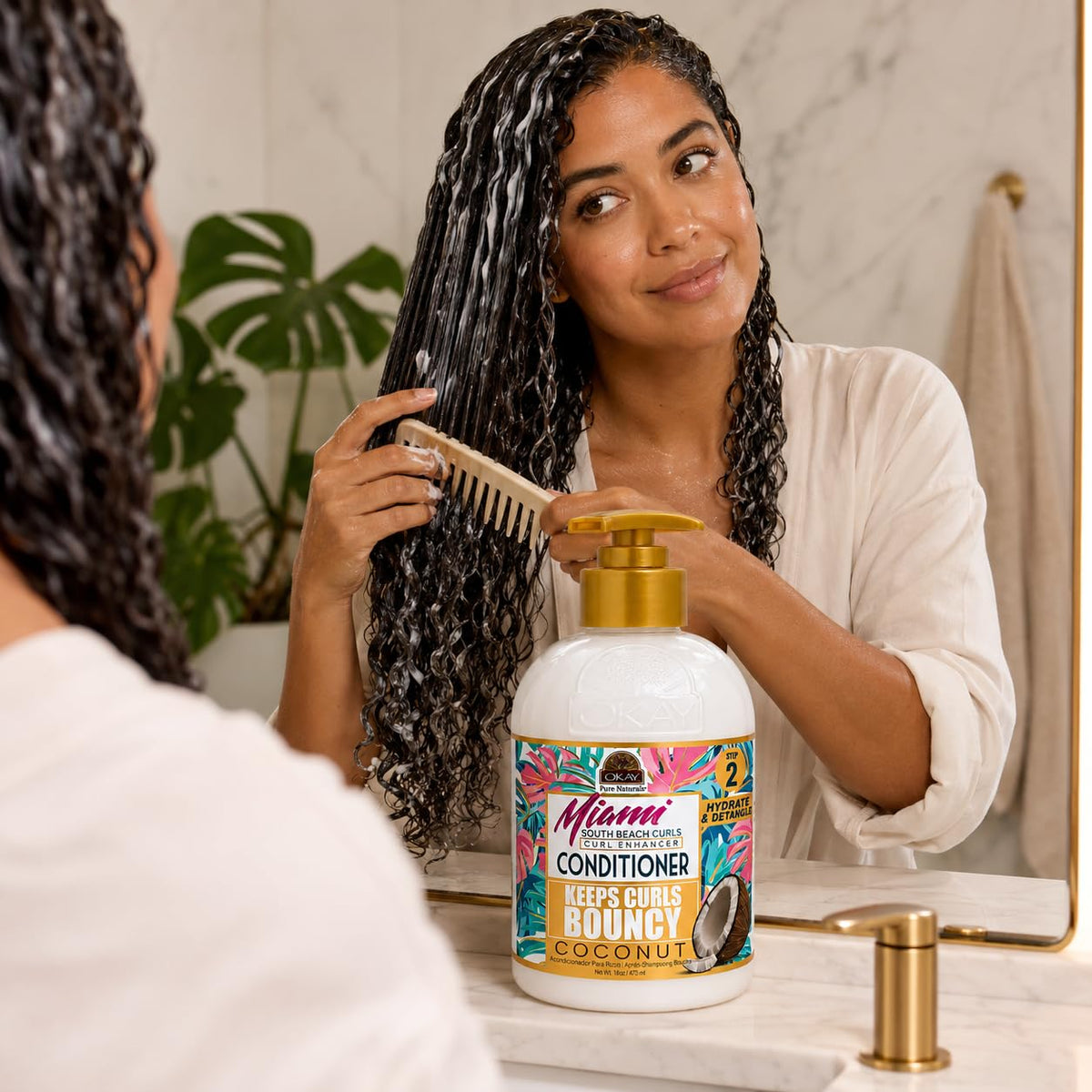 OKAY Miami South Beach Curls Curl Enhancer Conditioner, 12 oz - Moisturizing & Defining Conditioner for Curly, Wavy & Textured Hair, Frizz Control,