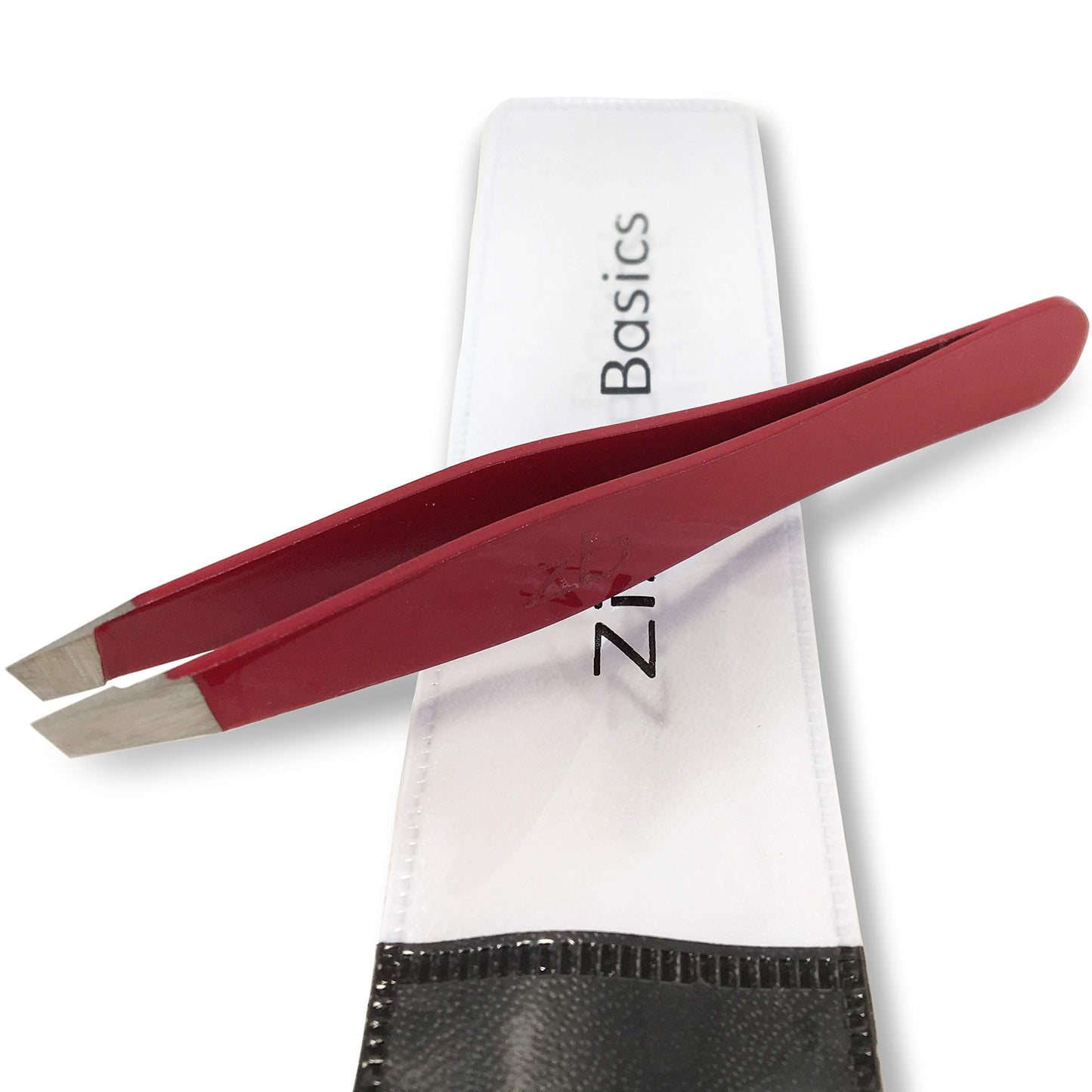 Tweezers - Surgical Grade Stainless Steel - Slant Tip for Expert Eyebrow Shaping and Facial Hair Removal - with Protective Pouch - Best Tweezer Beauty and Personal Care Zizzili Basics