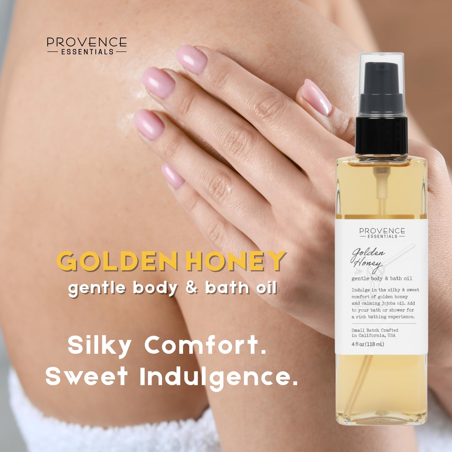 PROVENCE ESSENTIALS Golden Honey Body and Bath Oil, 4 fl oz - Moisturizing Body Oil with Jojoba and Honey, Natural Skin Hydration Beauty and Personal Care PROVENCE ESSENTIALS